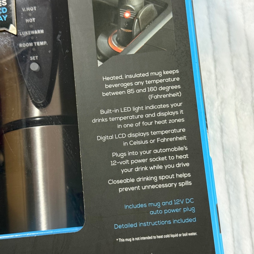 Smartgear 12 Volt Digital Heated Travel Mug Stainless Steel Car Charger New - Picture 5 of 6
